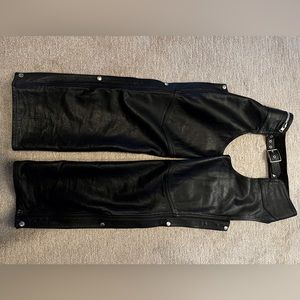Leather Motorcycle Chaps, size M (34-38 inch waist)